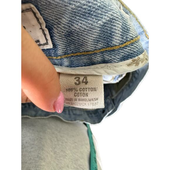 Old Navy Y2K Distressed Light Wash Paint Splatter 100% Cotton Denim Shorts Jorts - Picture 8 of 9